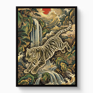 Golden Tiger Waterfall — golden tiger waterfall white studio framed black