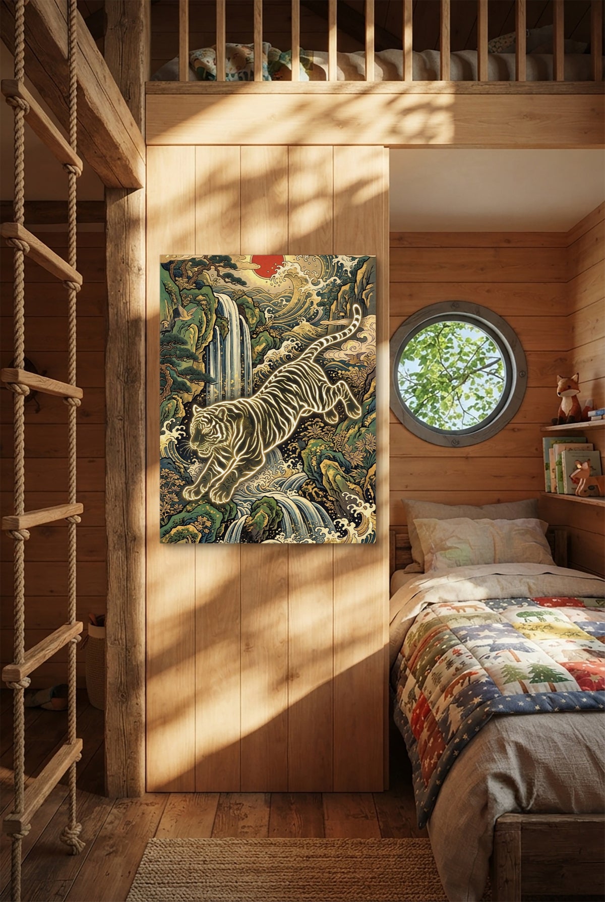 Golden Tiger Waterfall — golden tiger waterfall p bedroom with loft area 1port flush print