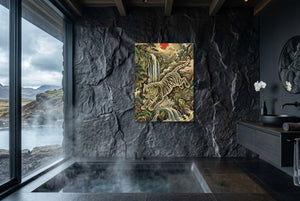 Golden Tiger Waterfall — golden tiger waterfall small bathroom with window 1port flush print