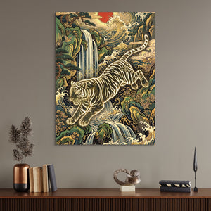 Golden Tiger Waterfall — golden tiger waterfall sq office desk wall 1port flush print