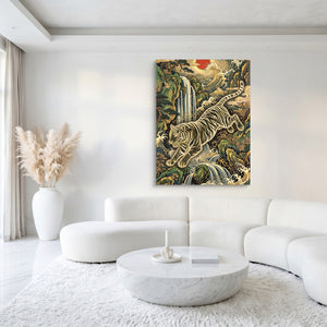 Golden Tiger Waterfall — golden tiger waterfall sq white luxury 1port flush print