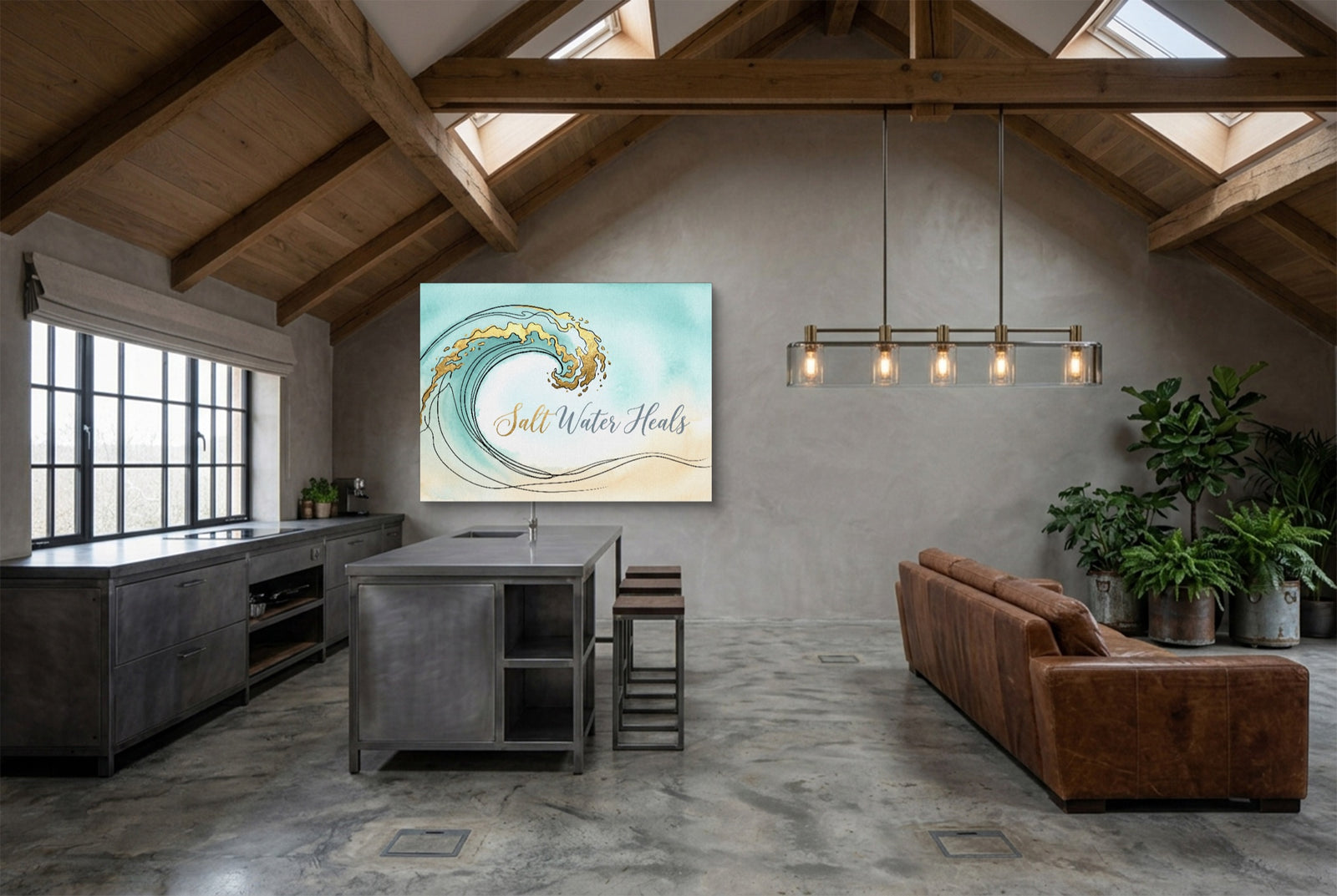 Golden Wave Crest — golden wave crest white studio framed black