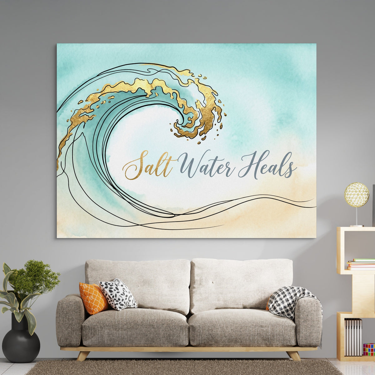 Golden Wave Crest — golden wave crest sq boring room 1land flush print