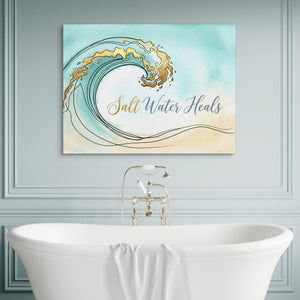 Golden Wave Crest — golden wave crest sq luxury bathroom wall 1land flush print