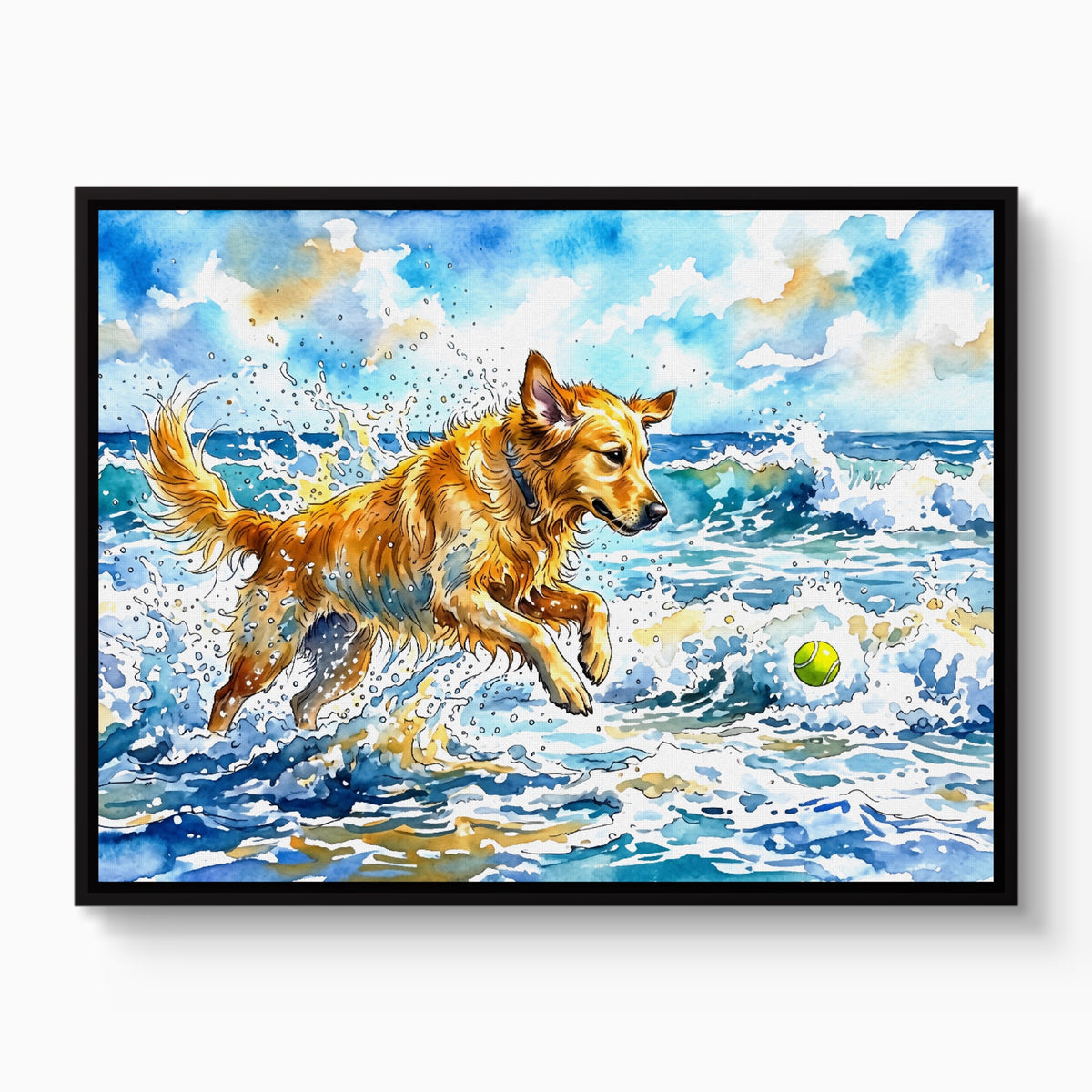 Golden Waves Play — golden waves play white studio framed black