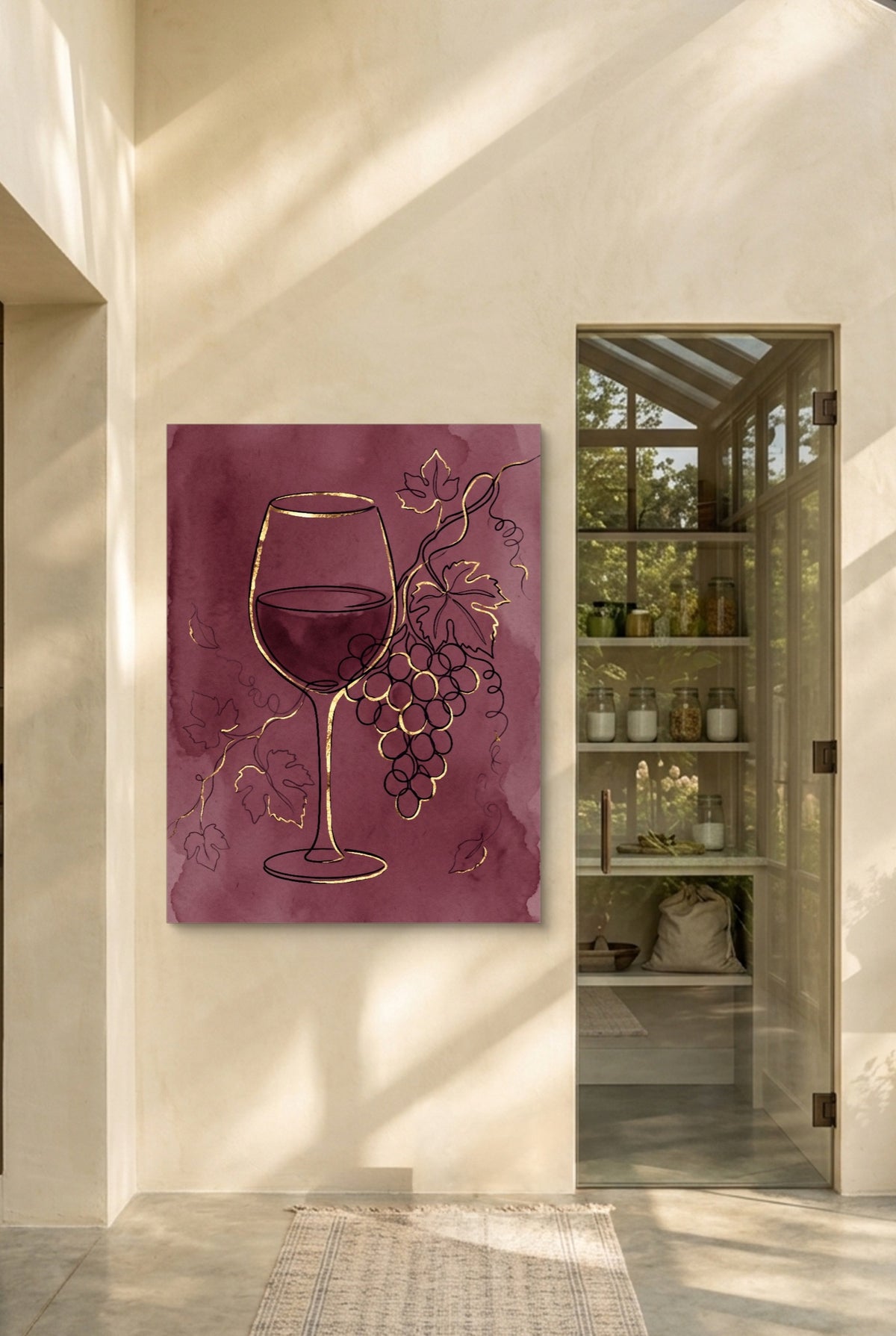 Golden Wine Grapes — golden wine grapes p interior room with doorway 1port flush print