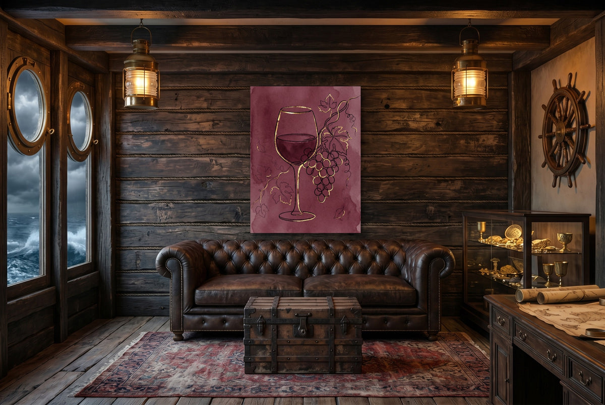 Golden Wine Grapes — golden wine grapes small cabin interior view 1port flush print