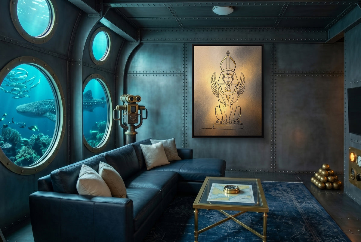 Golden Winged Sphinx — golden winged sphinx underwater themed living room 1port framed black