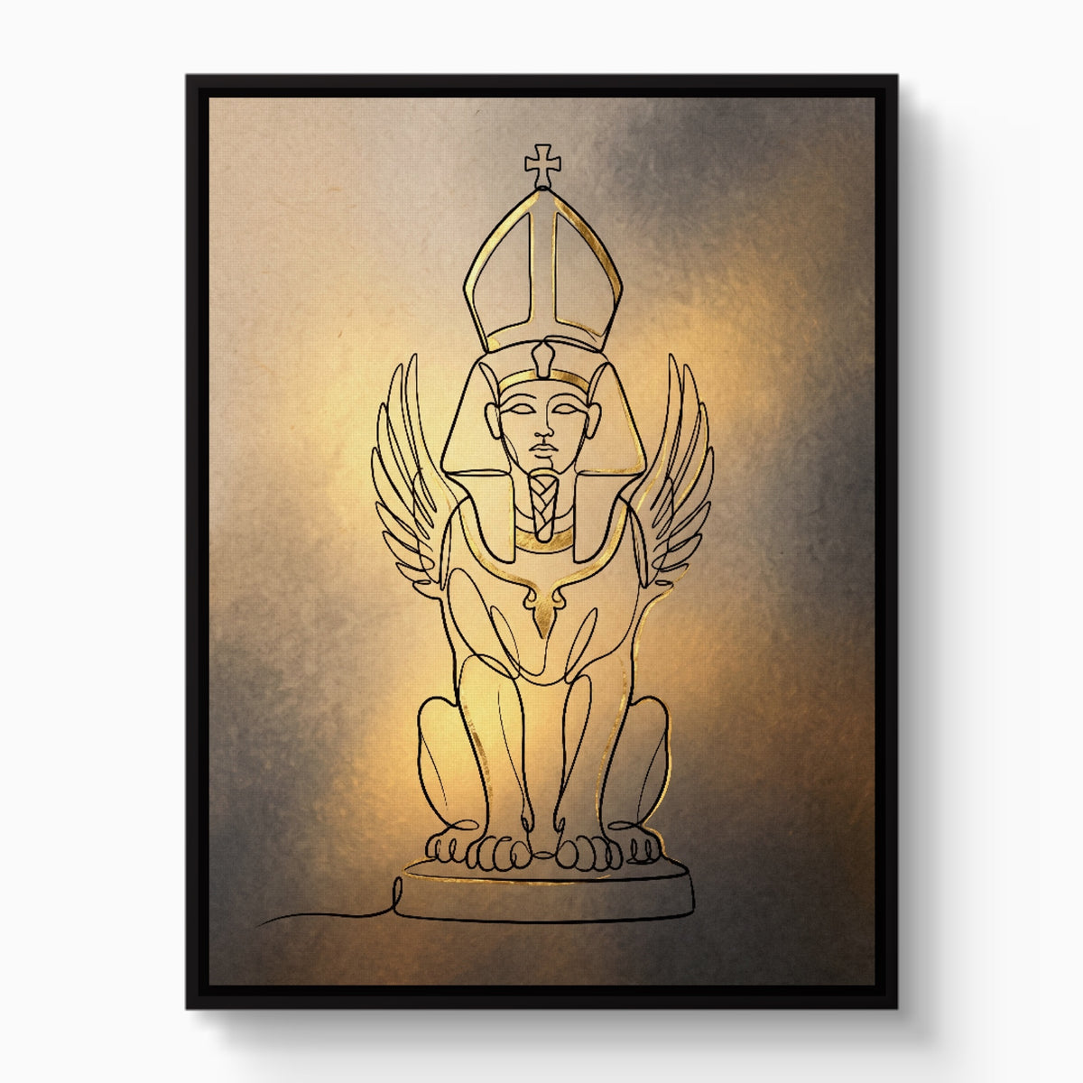 Golden Winged Sphinx — golden winged sphinx white studio framed black