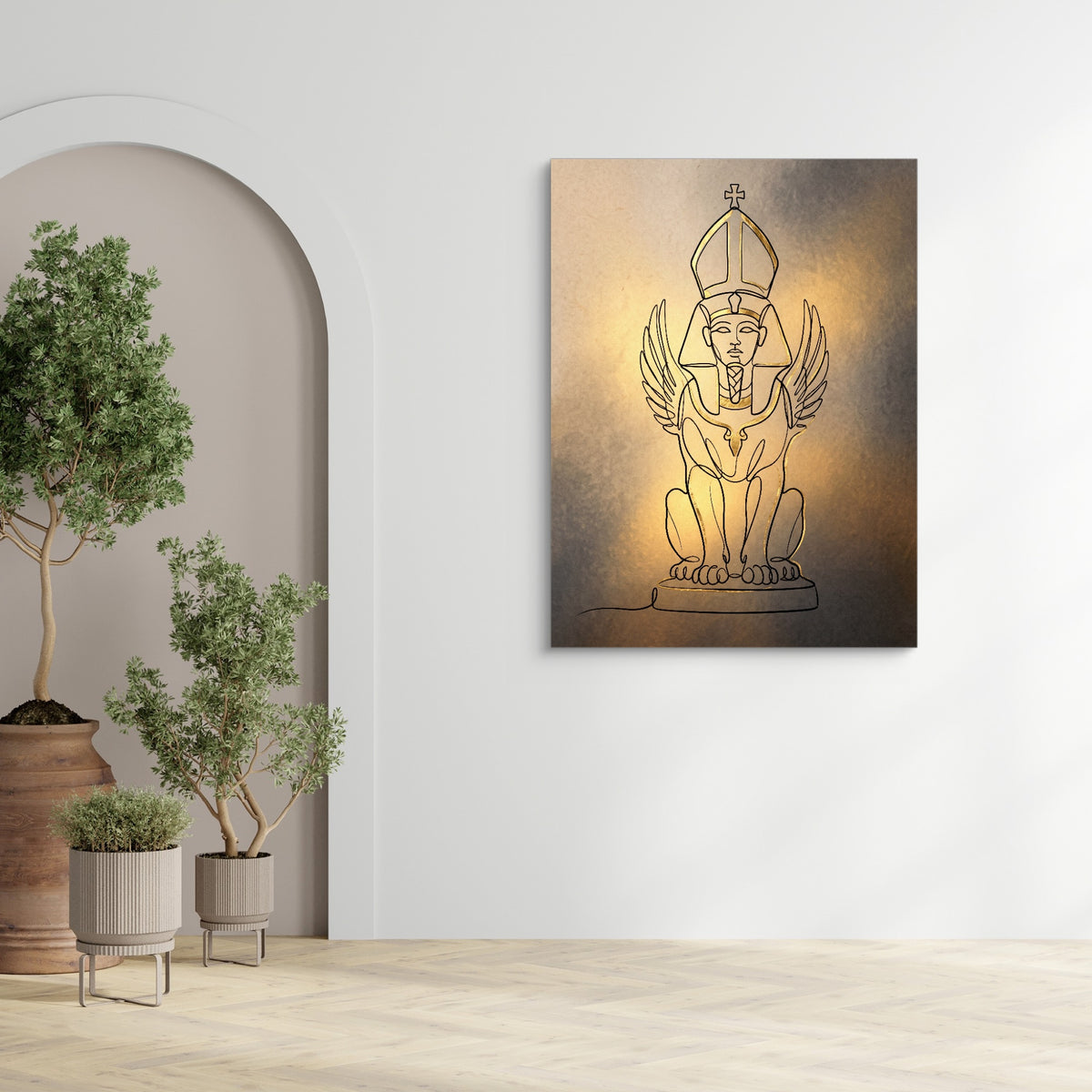 Golden Winged Sphinx — golden winged sphinx sq zen room 1port flush print