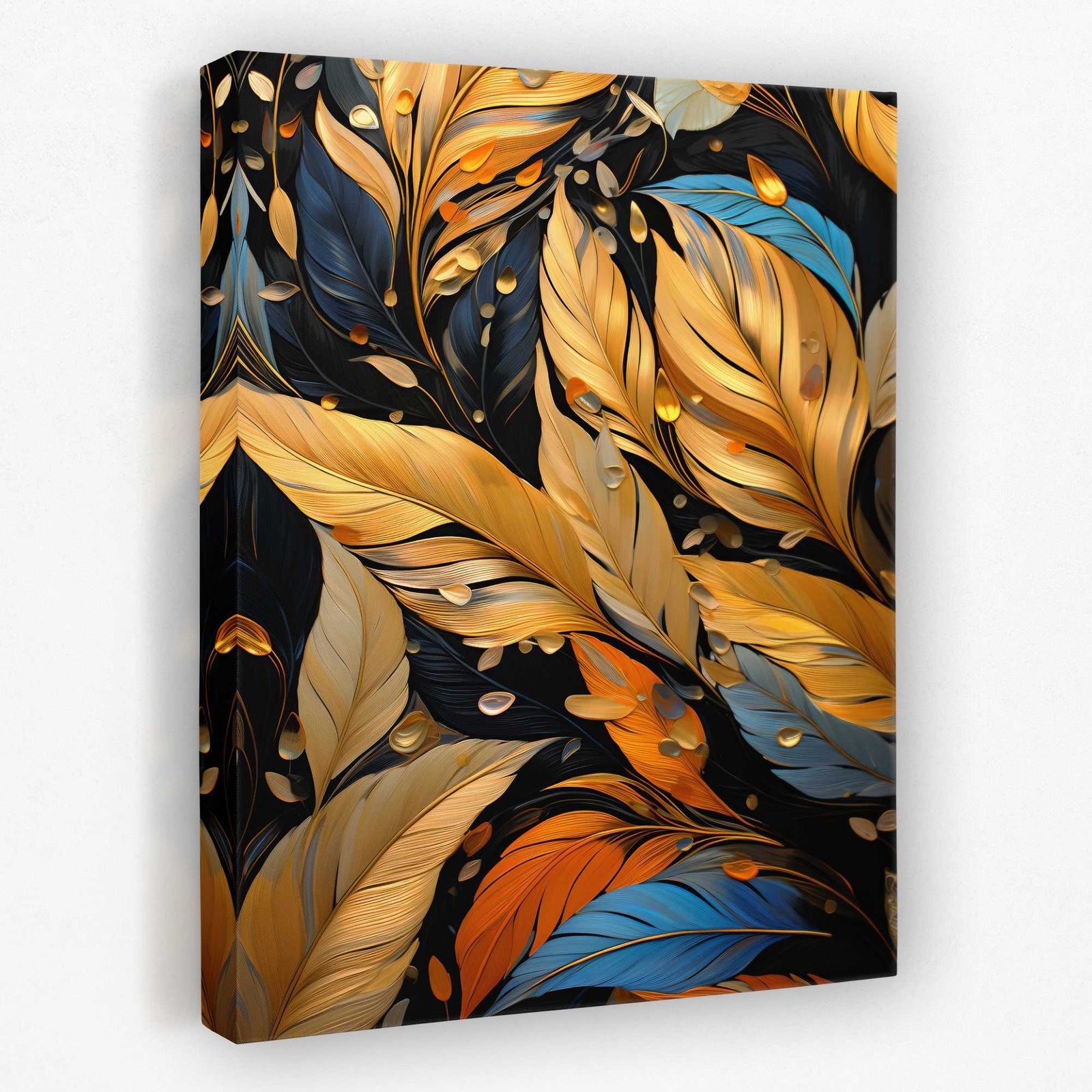 Golden Wingtips - Feathers Canvas Wall Art