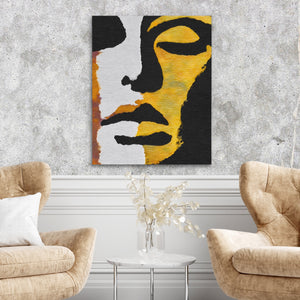Golden Woman Silhouette — Golden Woman Silhouette Two Chairs Cement Wall 246