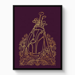 Golf Clubs Golden Ornate — golf clubs golden ornate white studio framed black