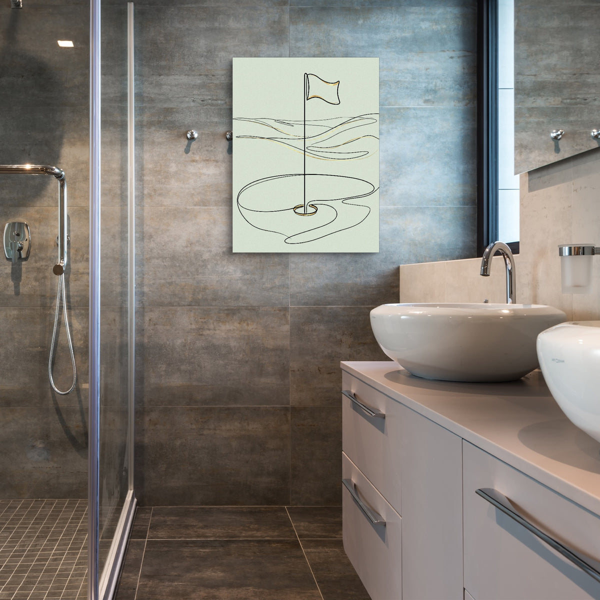 Golf Flag Golden — golf flag golden sq bathroom 1port flush print