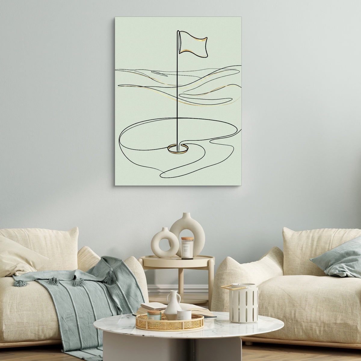 Golf Flag Golden — golf flag golden sq white couches 1port flush print