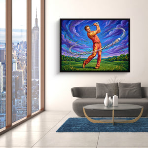 Golfer Cosmic Swing — golfer cosmic swing sq nyc views 1land framed black