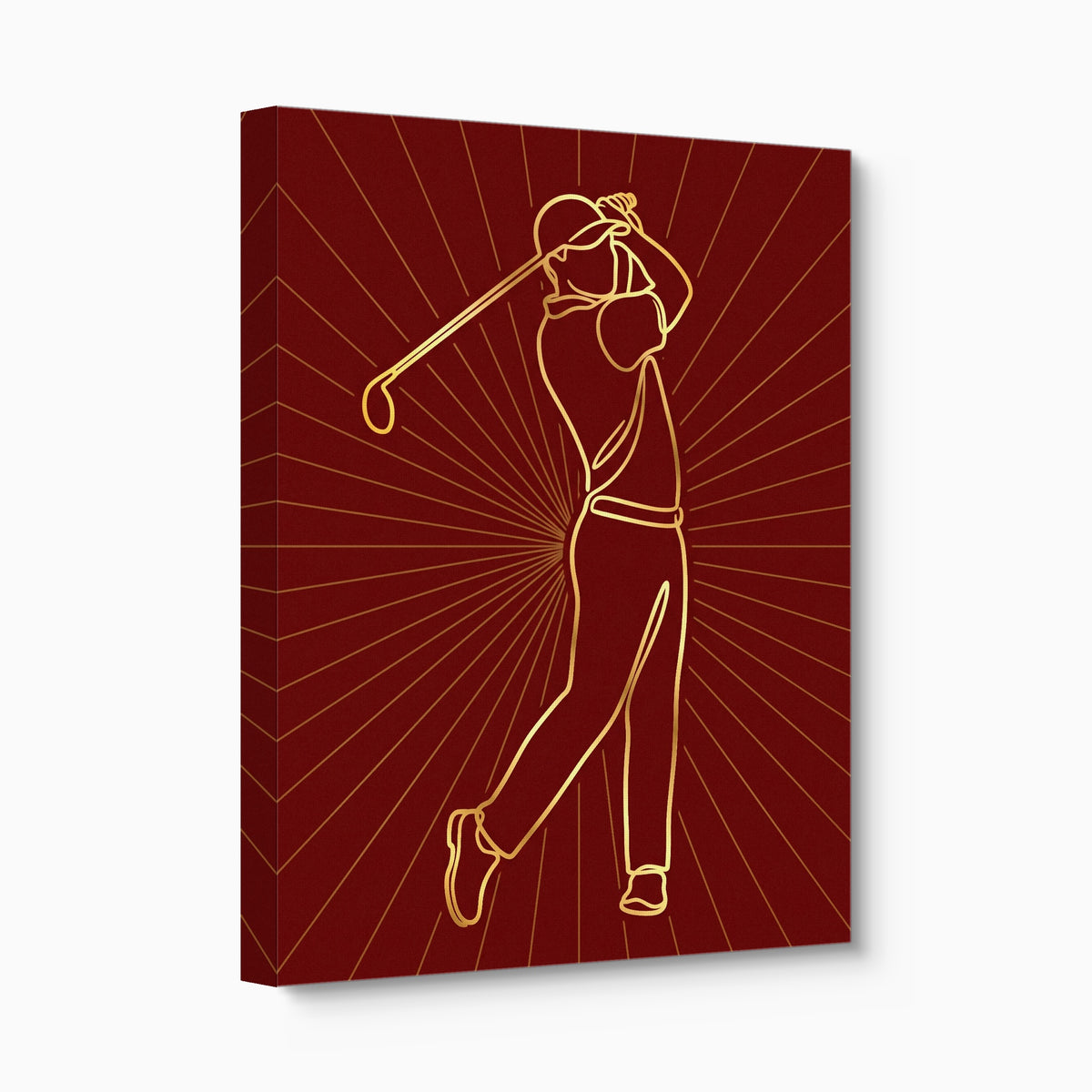 Golfer Golden Swing — golfer golden swing angled flush print