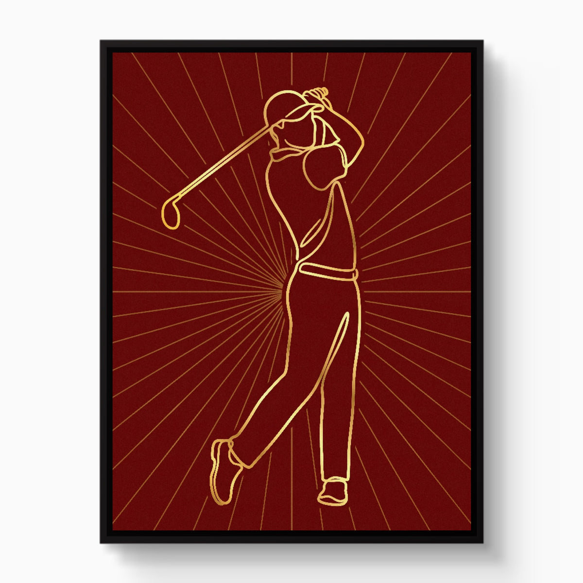 Golfer Golden Swing — golfer golden swing white studio framed black