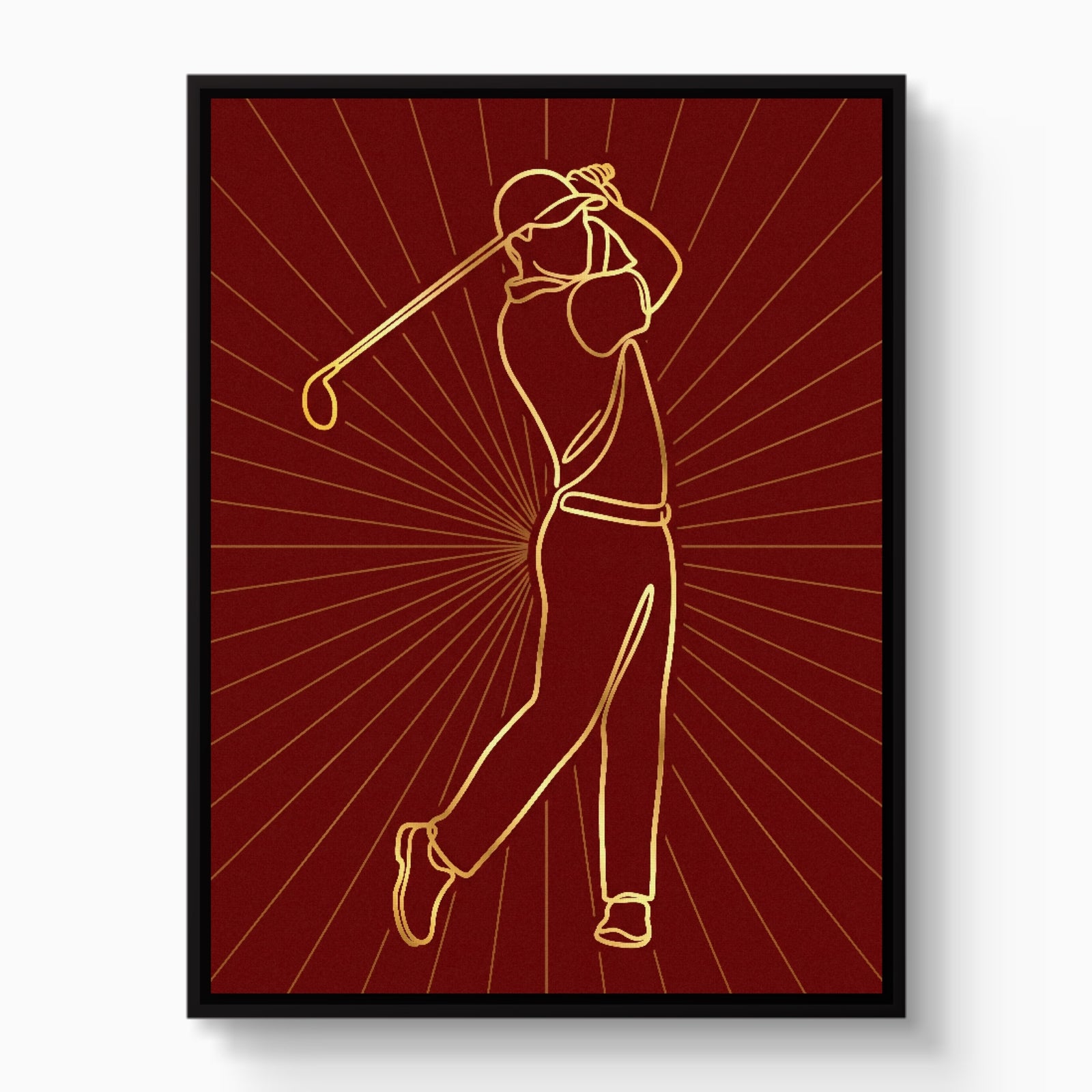 Golfer Golden Swing — golfer golden swing white studio framed black