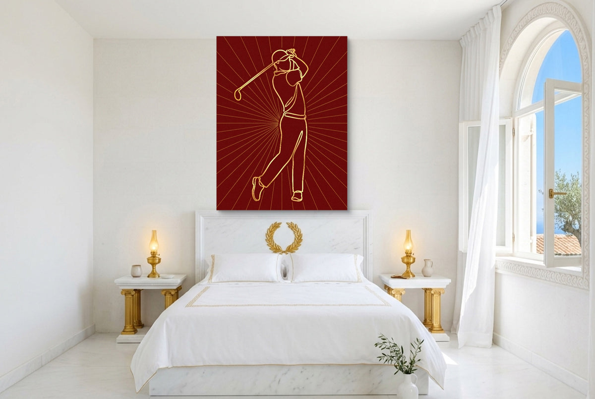 Golfer Golden Swing — golfer golden swing bedroom with window 1port flush print