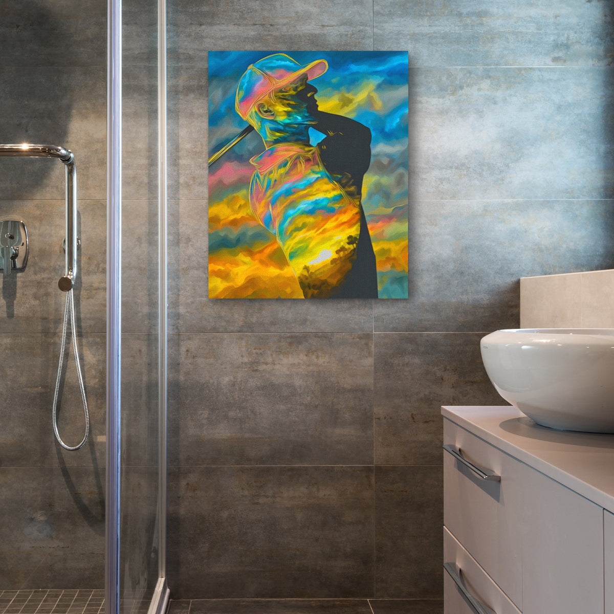 Golfer's Rainbow Swing - Luxury Wall Art