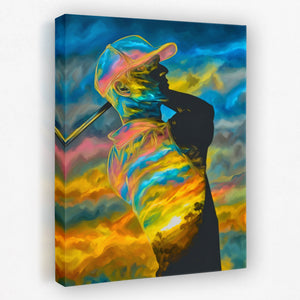 Golfer's Rainbow Swing - Luxury Wall Art