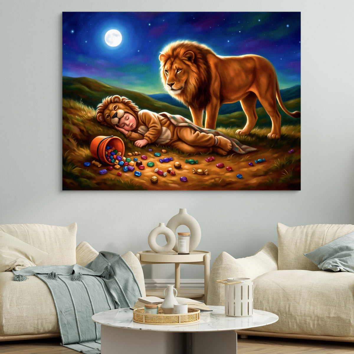 Gondolas Moonlit Planet — gondolas moonlit planet sq white couches 1land flush print