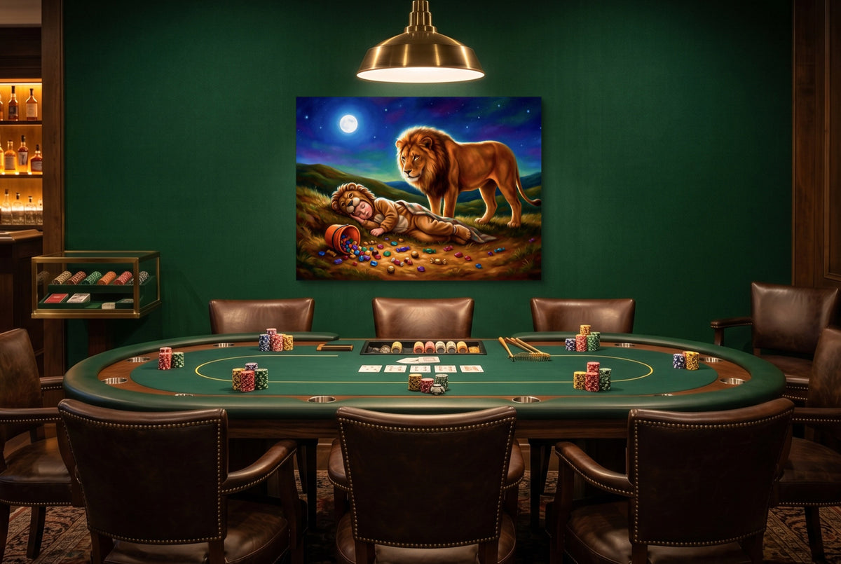 Gondolas Moonlit Planet — gondolas moonlit planet green table with chairs 1land flush print