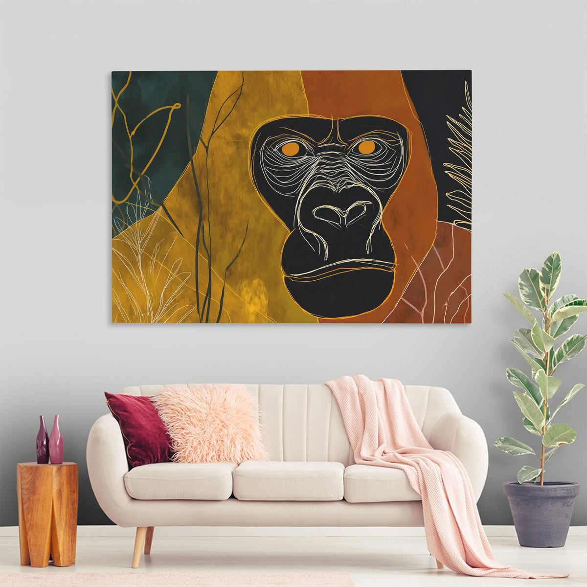 Gorillas Amber Stare - Luxury Wall Art