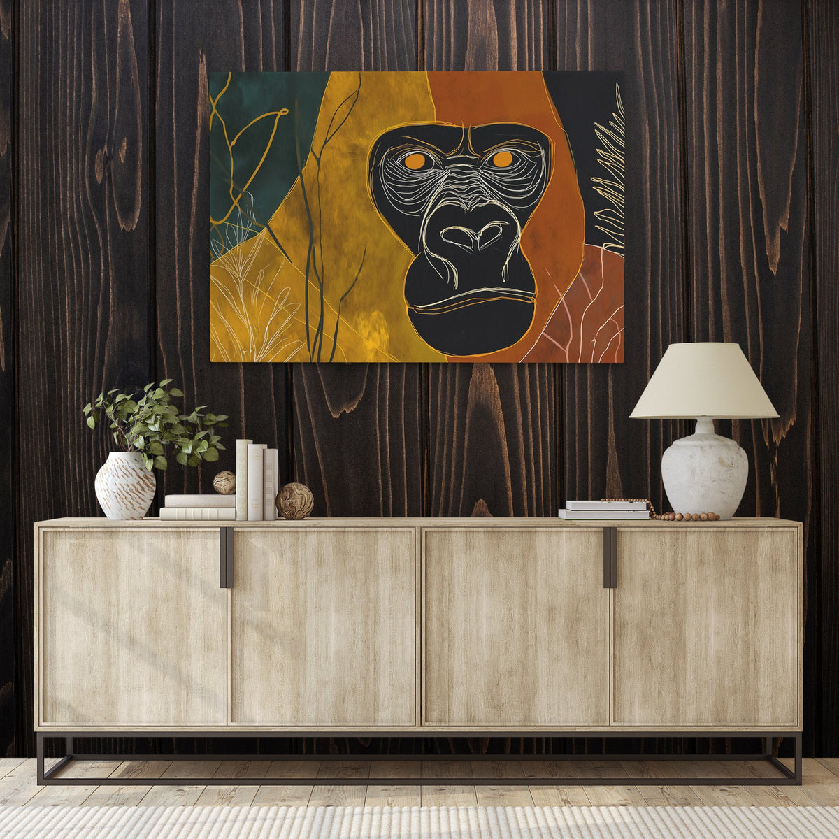 Gorillas Amber Stare - Luxury Wall Art