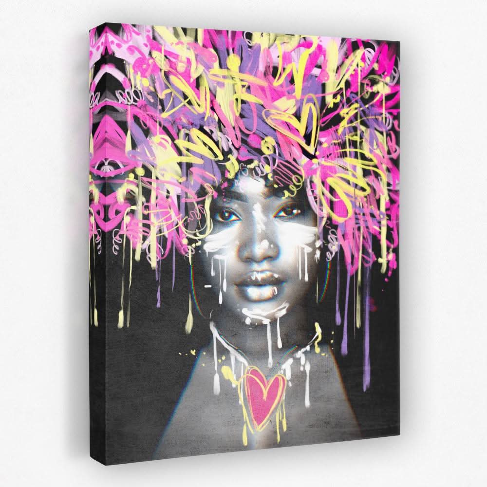 Graffiti Hair - Female Canvas Wall Art