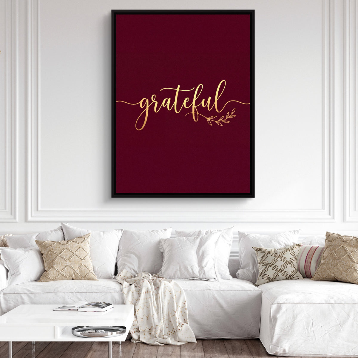 Grateful — grateful sq white couch and wall 1port framed black