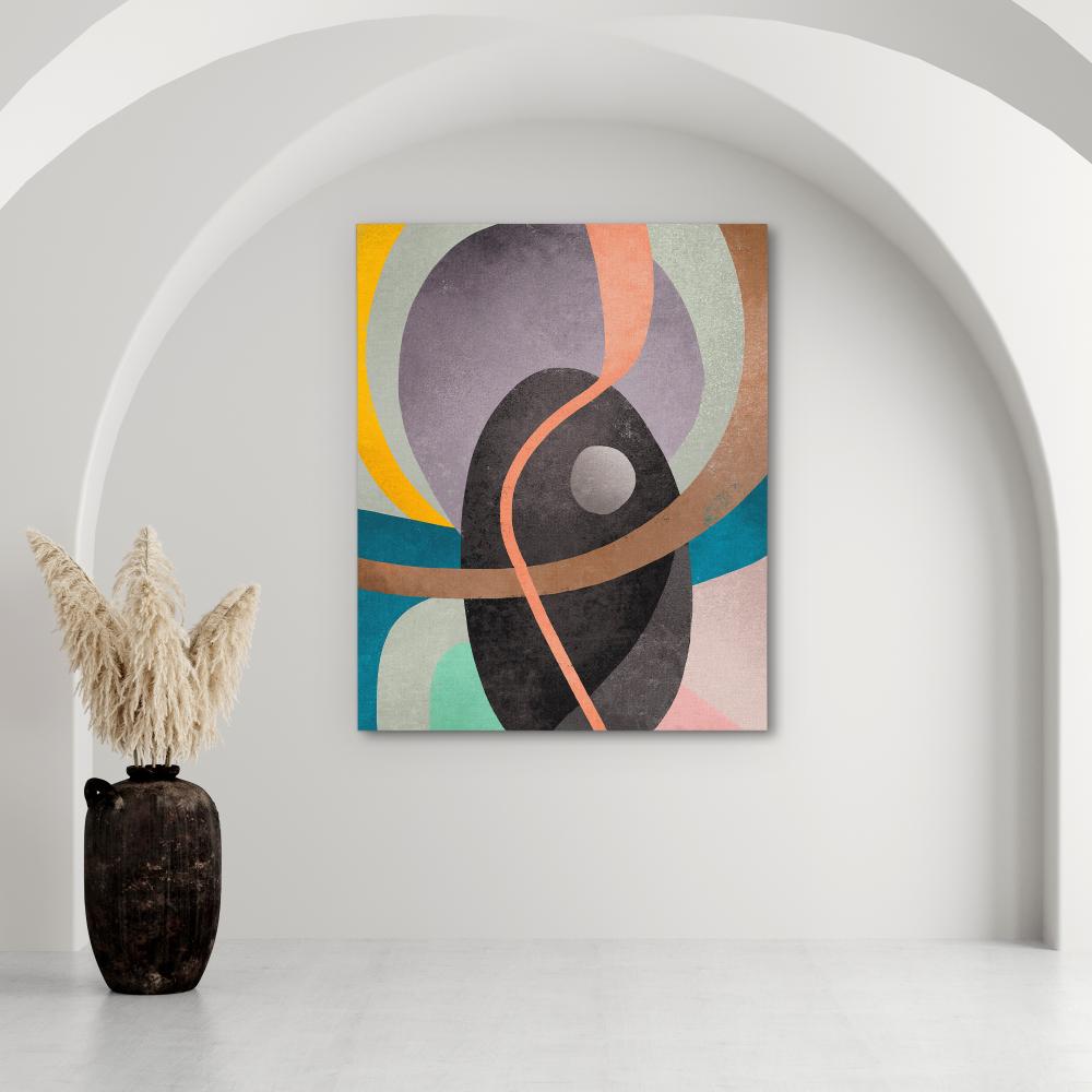 Gray Circle Around Lines - Luxury Wall Art