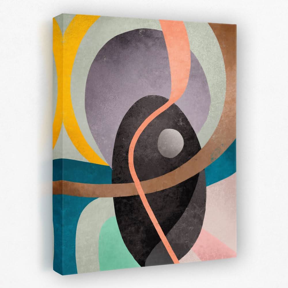 Gray Circle Around Lines - Shapes Canvas Wall Art