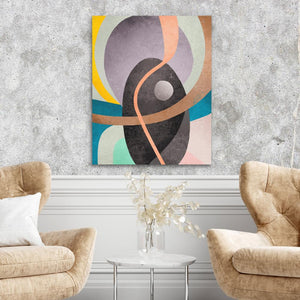 Gray Circle Around Lines - Luxury Wall Art