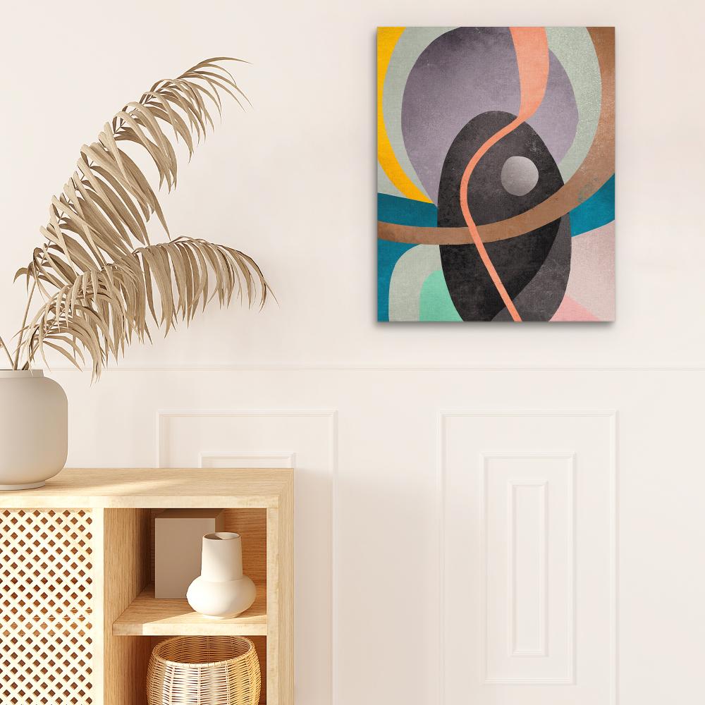 Gray Circle Around Lines - Luxury Wall Art