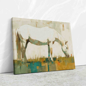 Grazing White Horse - Luxury Wall Art