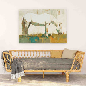 Grazing White Horse - Luxury Wall Art