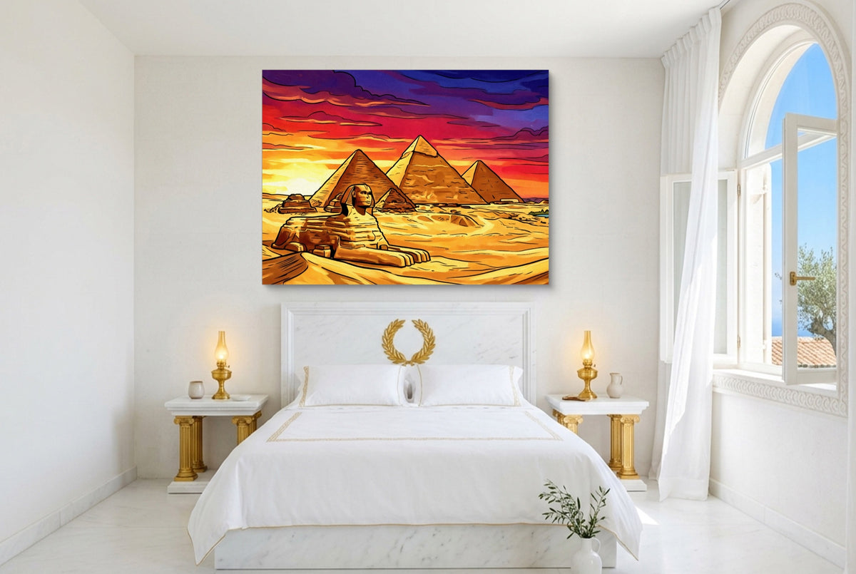 Great Sphinx Sunset — great sphinx sunset bedroom with window 1land flush print