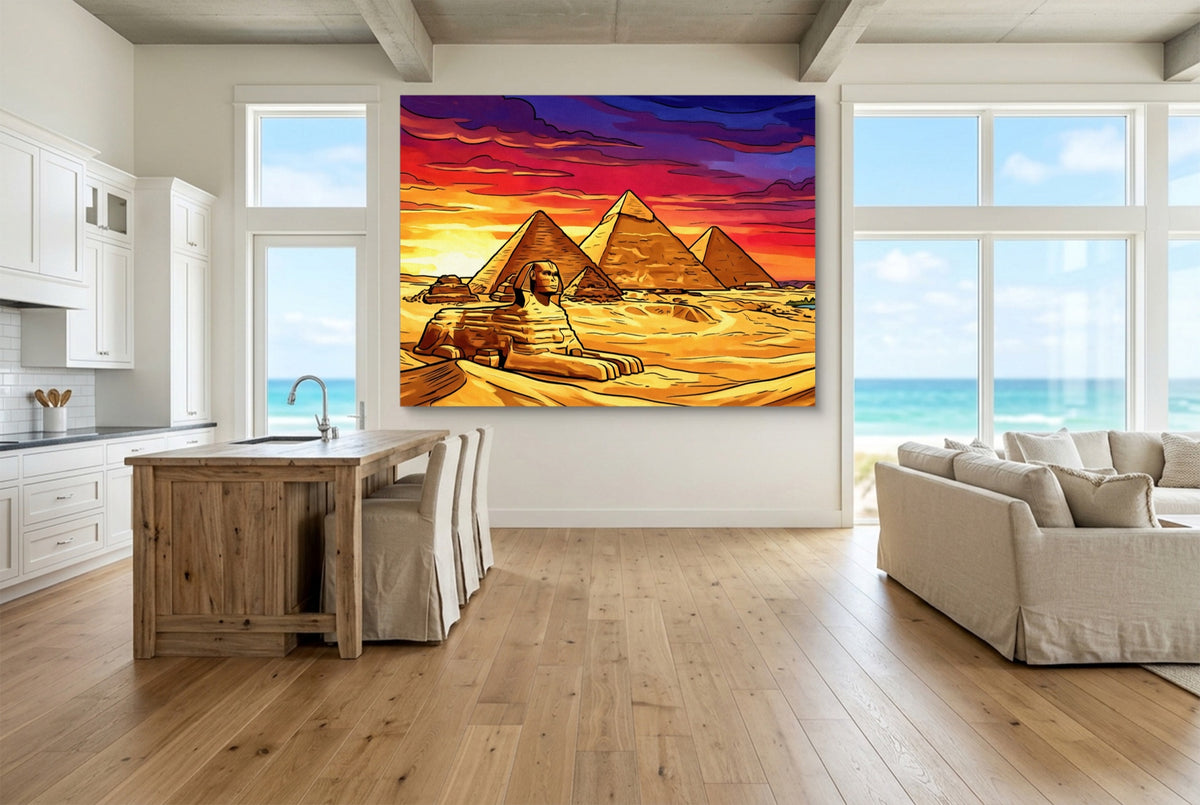 Great Sphinx Sunset — great sphinx sunset living room with ocean view 2 1land flush print