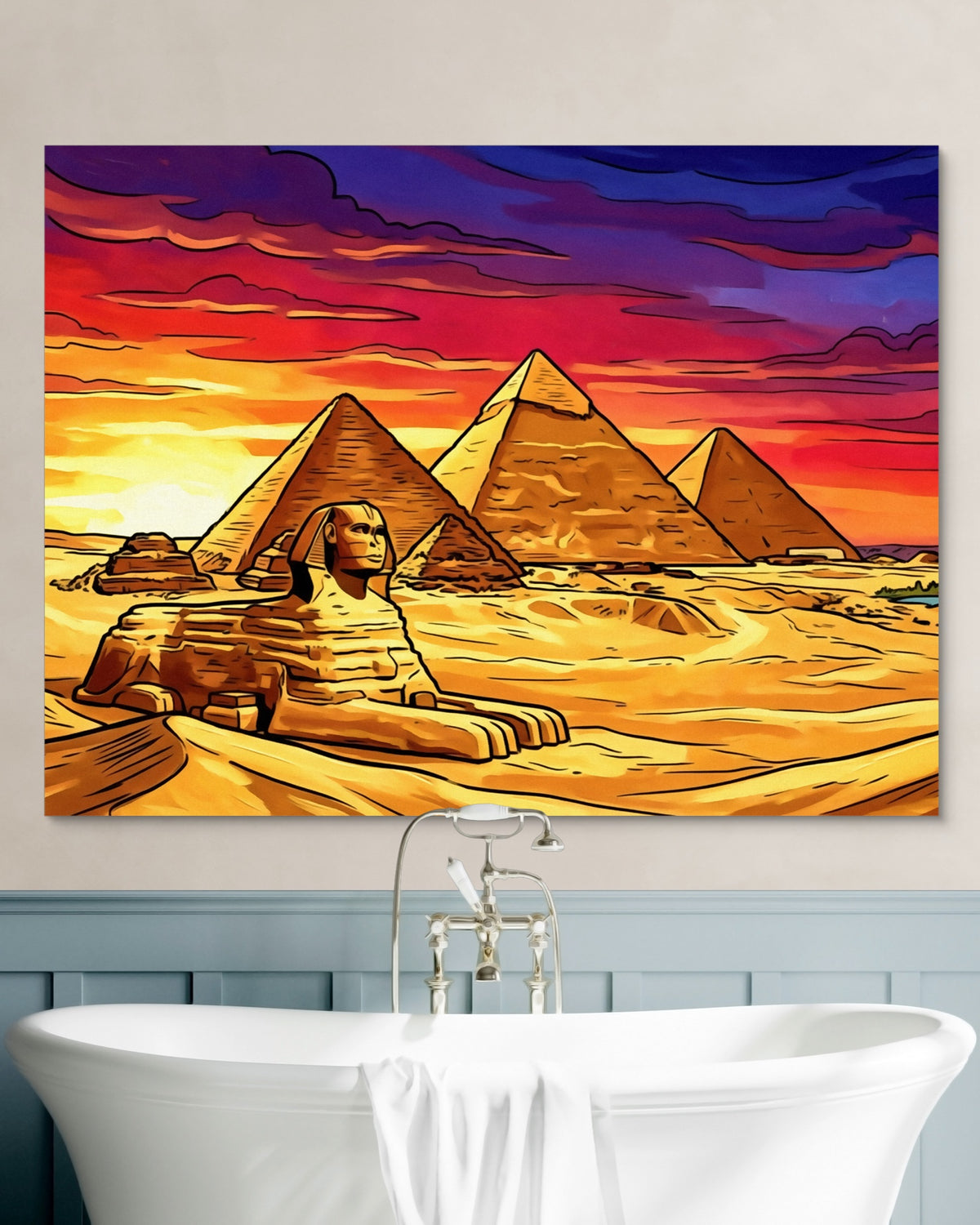 Great Sphinx Sunset — great sphinx sunset psd white wall green bath 1land flush print