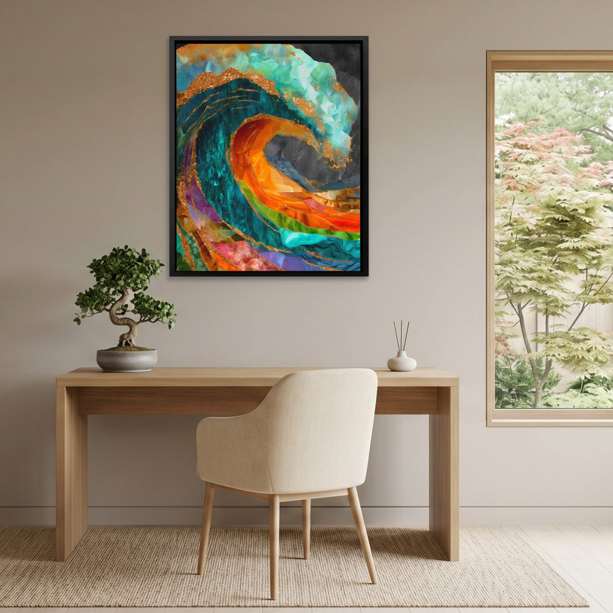 Great Wave Reimagined canvas wall art, room view