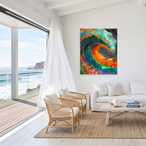 Great Wave Reimagined canvas wall art, room view