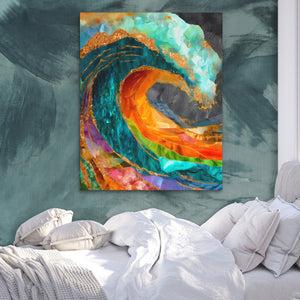 Great Wave Reimagined — Great Wave Reimagined Side Bebd Green Abstract 228