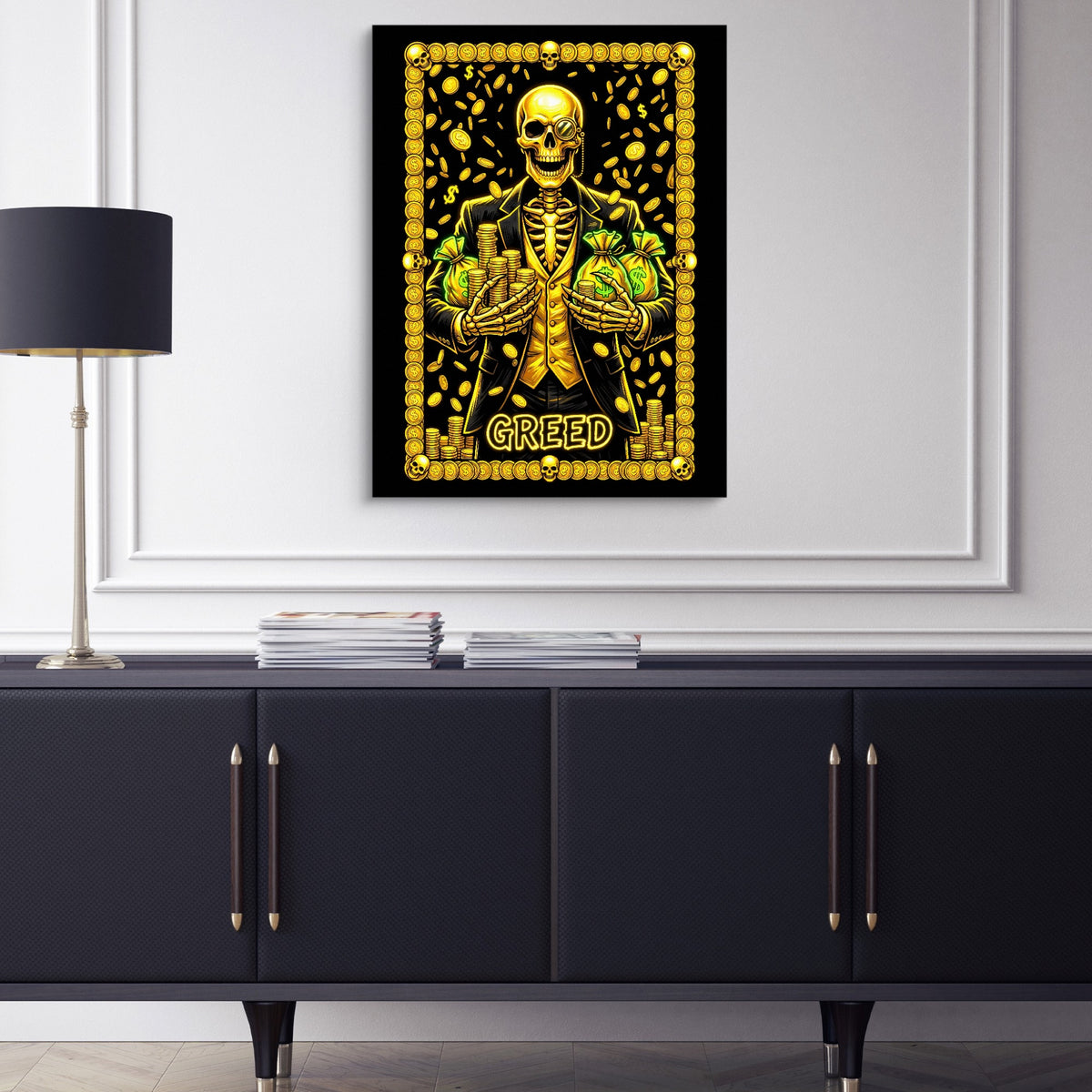Greed's Grasping Hand — greed's grasping hand sq blue cabinet 1port flush print