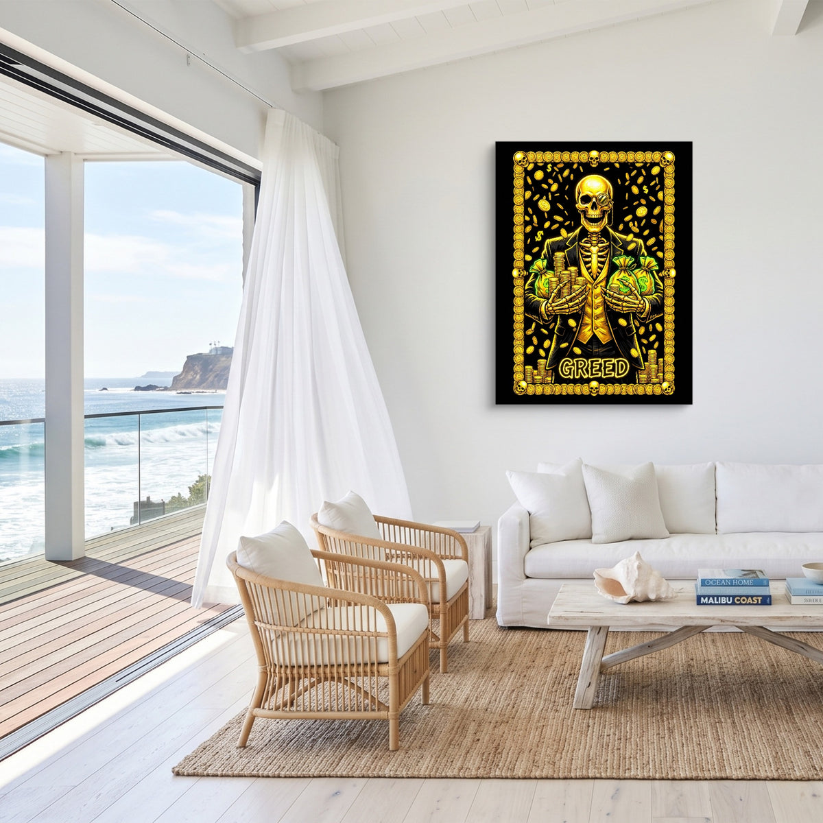 Greed's Grasping Hand — greed's grasping hand sq malibu beach 1port flush print
