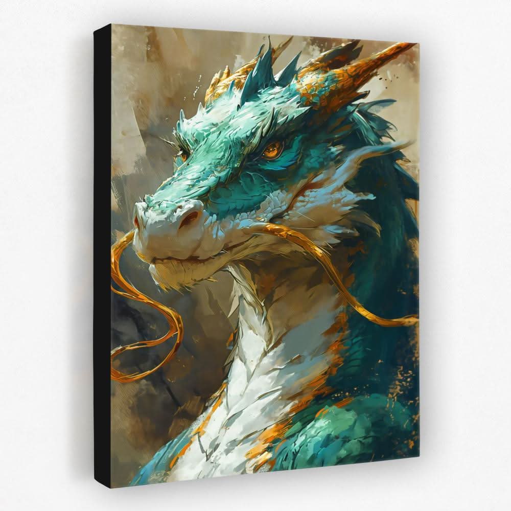 Green Chinese Dragon - Asian Canvas Wall Art