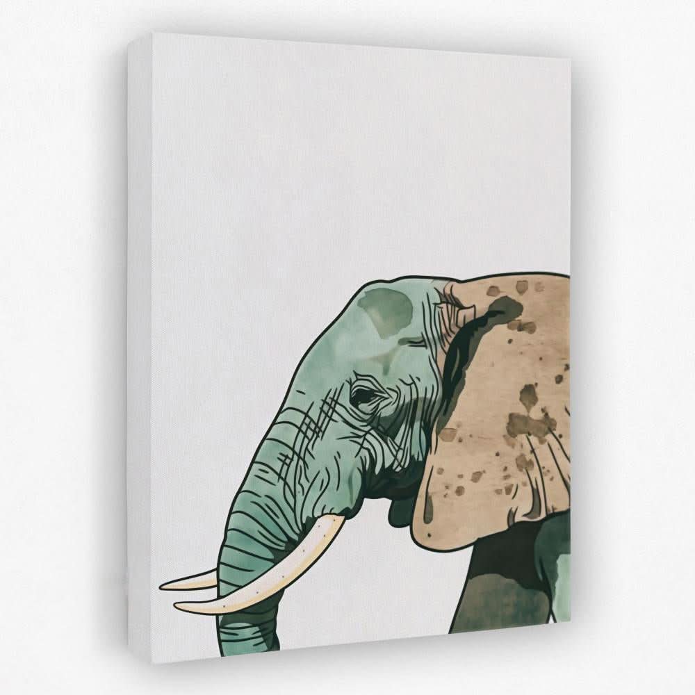 Green Elephant - Animals Canvas Wall Art