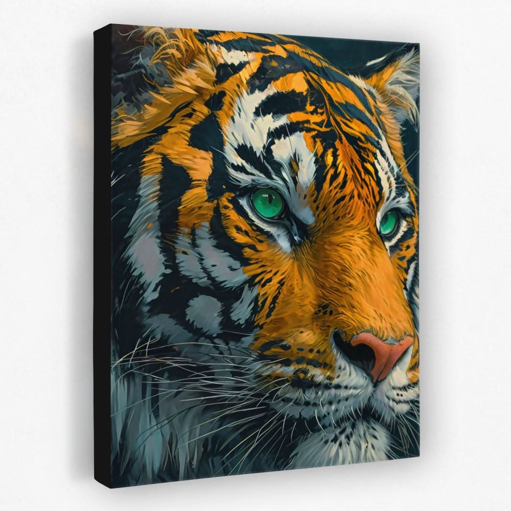 Green Eyed Tiger - Animals Canvas Wall Art