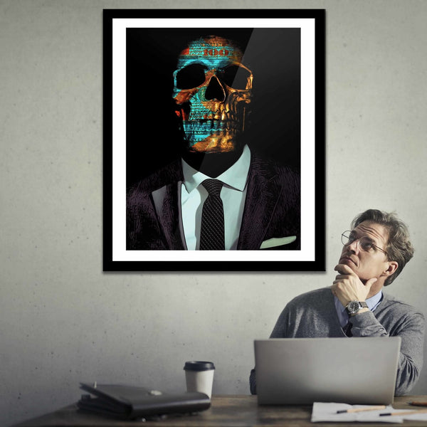 Green Money Skull Semi-gloss Print in a room